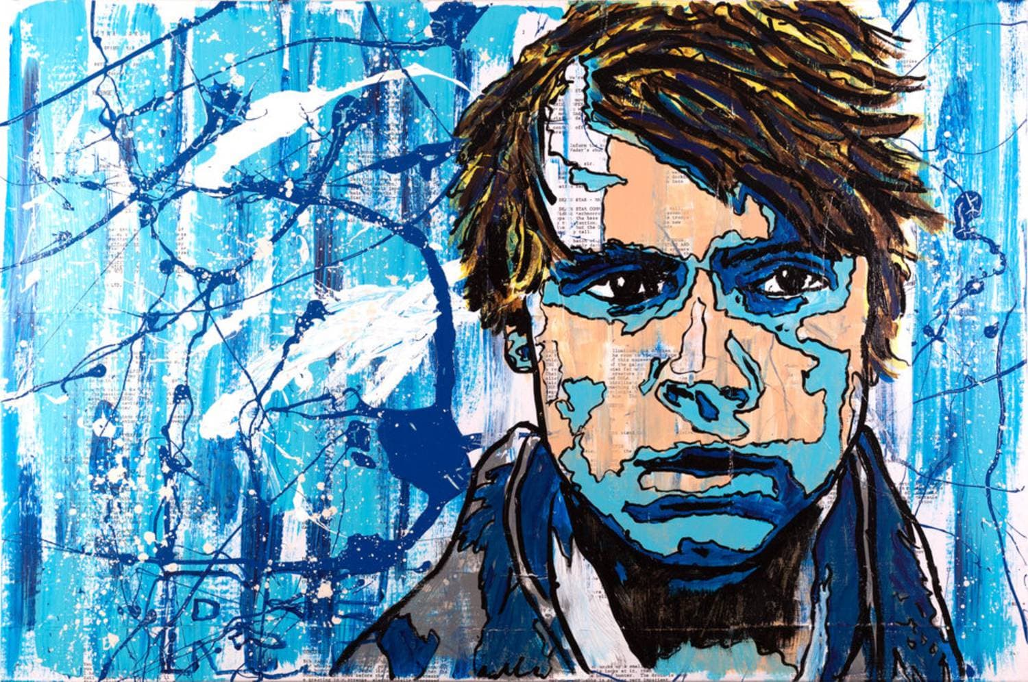 Luke Skywalker, acrylic on collage on canvas by R. Spencer Fink