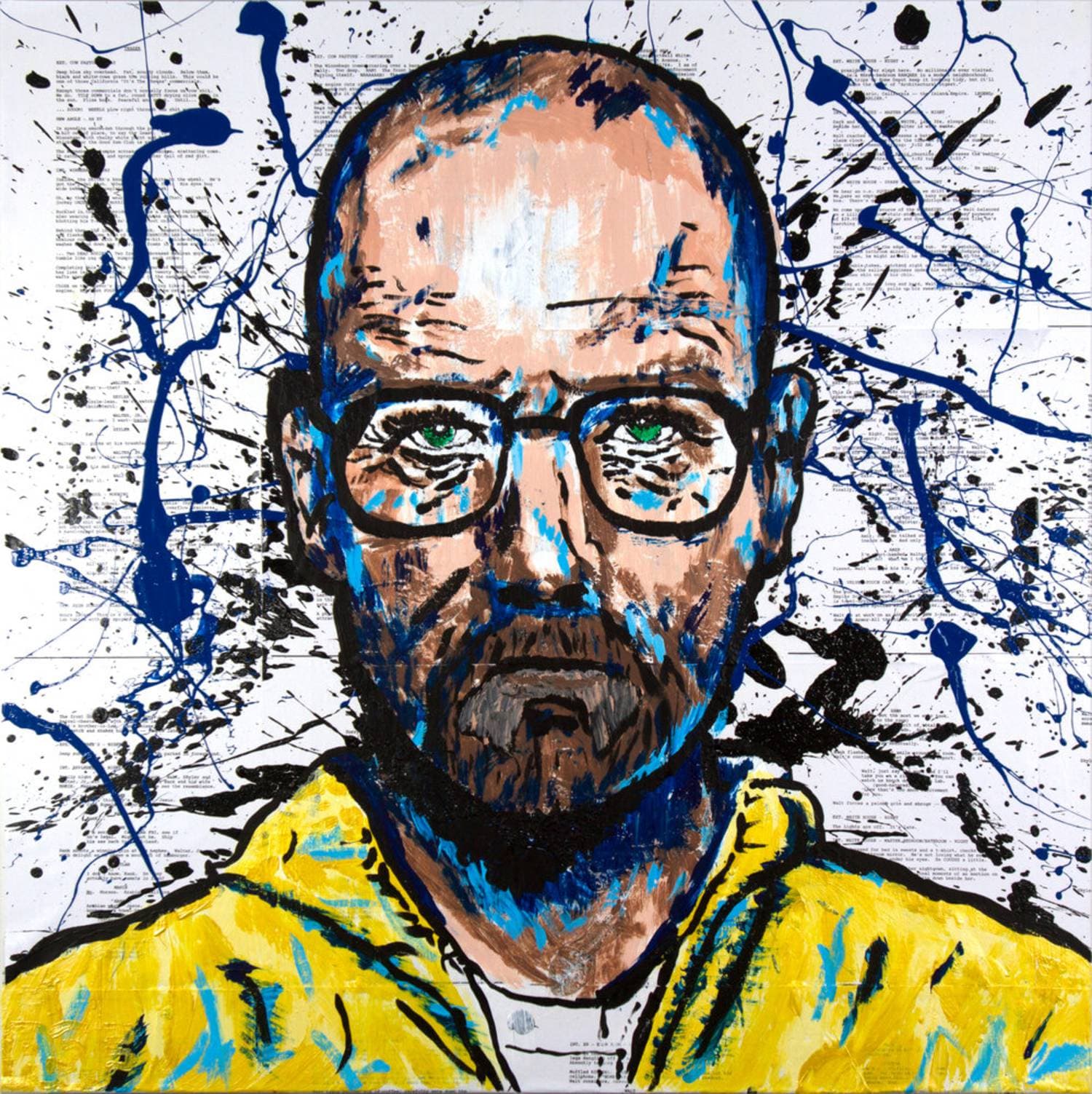Walter White, acrylic on collage on canvas by R. Spencer Fink